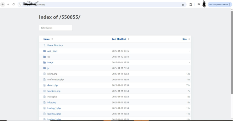 File listing...