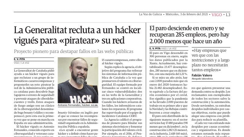 La Generalitat recluta a un hacker gallego — Antonio Fernandes, experto en ciberseguridad, en Documento